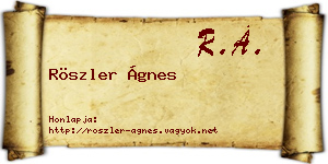 Röszler Ágnes névjegykártya